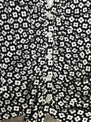 Maeve Anthropologie Floral Ruched Button Front Crop Blouse XL thumbnail 4