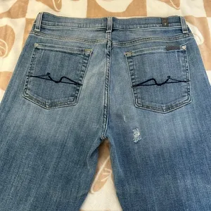 7 For All Mankind Josephina Straight High Rise Blue Jeans‎ Womens Size 29 thumbnail 7
