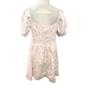 Elodie Pullover Mini Dress Floral Print Puff Sleeve Low Back Pink Size XL NWOT thumbnail 4