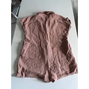 VICI Womens Dusty Rose Pink Textured Gauze Button Front Romper S/M Short Sleeve thumbnail 4