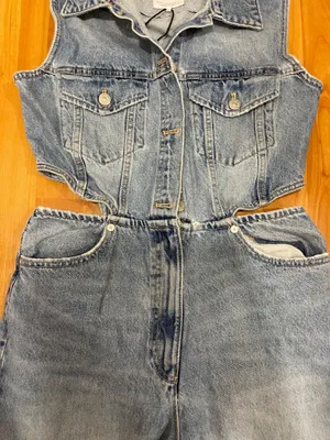ZARA Denim Jumpsuit thumbnail 4