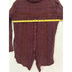 Anthropologie Burgundy Striped Button Back Long Sleeve‎ Shirt Womens Medium thumbnail 8