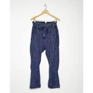 Free People Rumors Yarn Dye Blue Striped Harem Pants Size 6 thumbnail 3