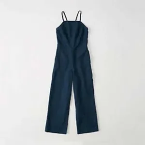 Abercrombie & Fitch Jumpsuit Size 0 Blue Lace Up Back Wide Leg Denim Boho Casual thumbnail 3