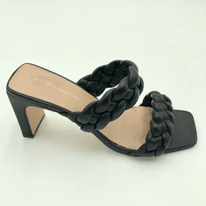 BCBGeneration FINAA Black Braided Block Heeled Sandals Size 10 thumbnail 4