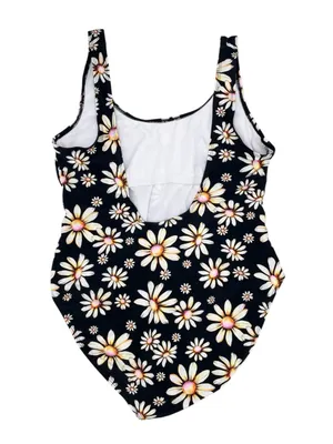 No Boundaries High Leg One Piece Swimsuit Size XL Black Daisy Floral Print 90s thumbnail 4