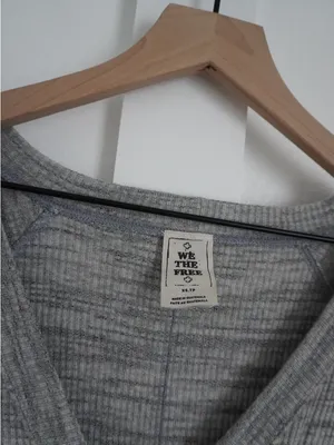 Free People V-Neck Cardigan Sweater Heathered Grey thumbnail 2
