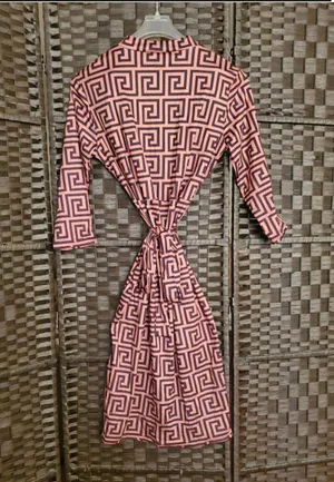 Patterned Series: Asymmetrical Line Dress Tan Size XXL thumbnail 3
