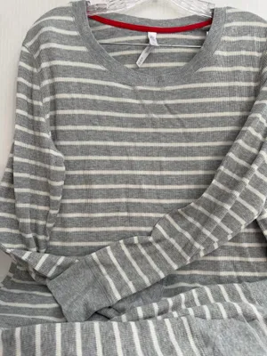 Gilligan & O’Malley Ladies Stripe Pajama Set - Cozy Long Sleeve Top & Pants thumbnail 2