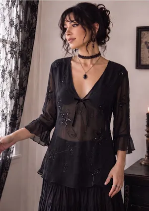 VINTAGE SILKLAND Witchy 100% Silk Top thumbnail 1