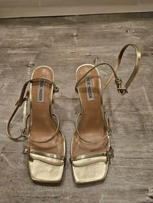 💕STEVE MADDEN💕 Dale Gold Rhinestone Sandal Heels 8 NWT thumbnail 6