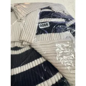 Striped Ribbed Knit Long Sleeve Top Nautical Button‎ Detail Navy White L thumbnail 6