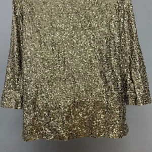 J. Crew Sequin Shirt Boat Neck 3/4 Sleeves Size XS Women Gold Christmas Top thumbnail 8