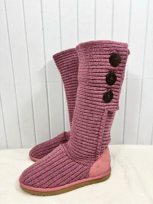 UGG Tall Cardy Knit Button Boots in Mauve Pink size 8 thumbnail 2