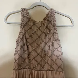 Adrianna Papell Beaded Bodice Sleeveless Blush Maxi Gown Size 2 thumbnail 4