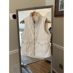 Francesca's Puffer Vest Women's Small Sleeveless Cream Ivory thumbnail 2