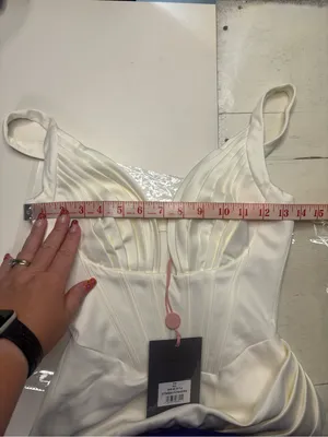 House Of CB Faye Ivory Satin Corset Midi Dress Size XS 0-2 New Sexy Thigh Split thumbnail 5