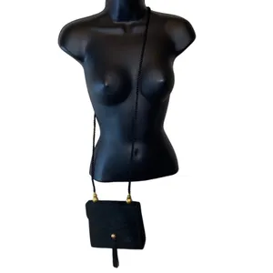 NWT Black Faux Suede Crossbody Purse w/‎ Tassel & Gold Hardware thumbnail 3