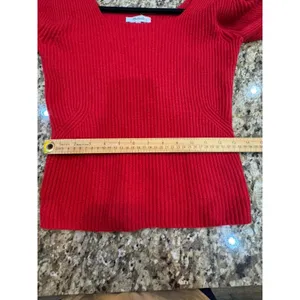 Madewell SoftWool Cashmere Blend Square Neck Ribbed Sweater Red Size Small thumbnail 9