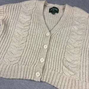 American Eagle Cardigan Sweater Womens XS White Cable Knit Cottage Comfy Fall thumbnail 2