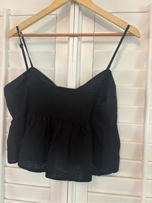 American Eagle Black Crop‎ Tank Top Size Large thumbnail 2