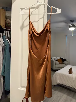 Brown Princess Polly Satin Mini Dress thumbnail 3