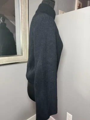 Maeve x Anthropologie cropped black wool blend turtleneck sweater size small. thumbnail 5