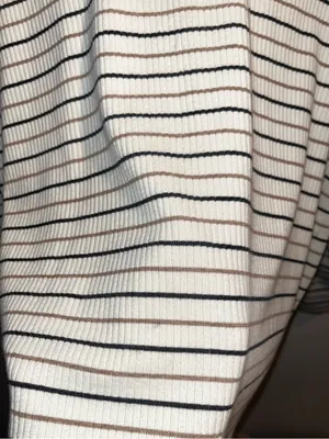 Liz Claiborne Cream Top with Black and Brown Stripes thumbnail 2