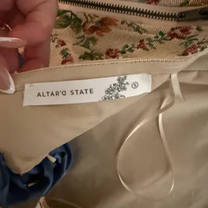 Altar'd State Floral Strapless Crop Top with Blue Bow thumbnail 7