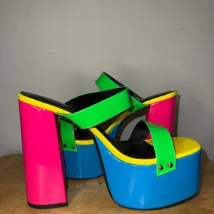 Cape Robbin Neon Colored Double Strap Platform Mule Heels Women’s Size 9 NEW thumbnail 3