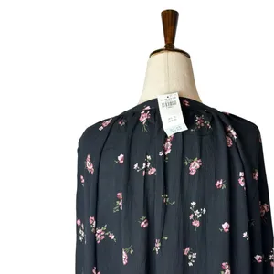 Hollister‎ Shirt Women XS Black Floral Long Sleeve Boho Top NWT Whimsigoth thumbnail 3