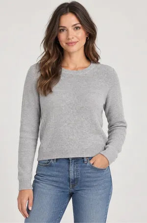Madewell Size Medium Gray Cotton Blend Crewneck Knit Sweater Pullover Minimalist thumbnail 1