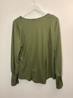 Cato Olive Ribbed V-Neck Long Sleeve Top Size XL thumbnail 3