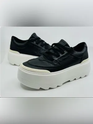 UGG MARIN MEGA TRAINERS PLATFORM LEATHER SNEAKERS SHOES BLACK Sneaker Sz 8.5 thumbnail 2