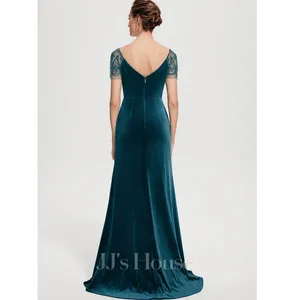JJ's House Dusty Rose Velvet Gown Beaded Sleeve Wedding Guest Dress‎ Size 10/12 thumbnail 11