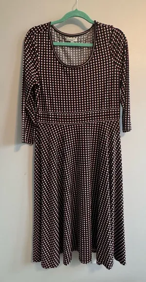 Max Studio Women's Brown Polka Dot‎ Fit & Flare Dress size thumbnail 1