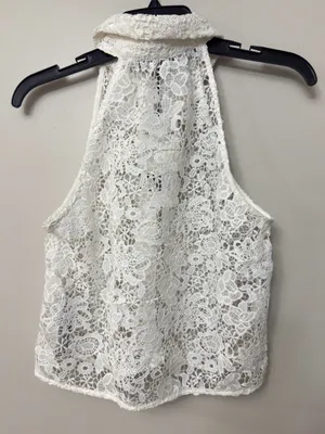 Zara White Lace Halter Collared Camisole thumbnail 3