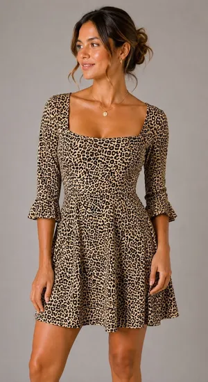 Motel Rocks Leopard Print Fit And Flare Mini Dress M Retro Indie Grunge thumbnail 1