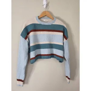 Pacsun Cropped Sweater Striped Blue Size Medium Pullover Style NEW‎ thumbnail 6