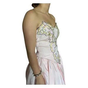 1980s ZUM ZUM Pink Strapless Beaded Sweetheart Prom Dress – ILGWU USA small thumbnail 7