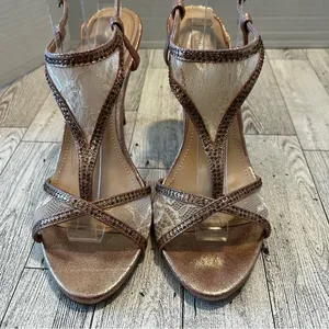 Italina Rose Gold Slingback Heels Lace Size 8.5M Elegant Party formal thumbnail 2