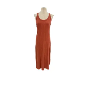 Vitamin A West Organic Rib Tank‎ Maxi Dress Side Slit Rust Brown Size Medium thumbnail 3
