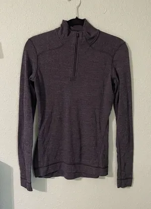 Women’s Smartwool 100% Merino Wool Long Sleeve Quarter Zip Base Layer Charcoal S thumbnail 1