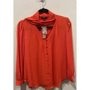 J.Crew Long Sleeve Tie Red Blouse thumbnail 4