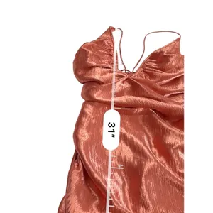 LUCY IN THE SKY Metallic Copper Plunge Ruched Mini Dress Size L Party Cocktail thumbnail 13