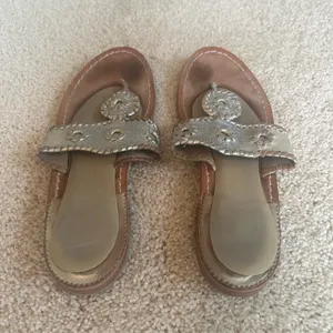 Jack Rogers Jacks Flat Sandal in Shiny Silver & Gold thumbnail 5
