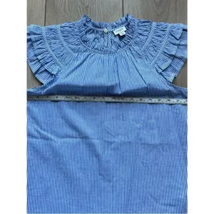 J.CREW Top Blue Striped NEW Flutter Sleeve Blouse 100% Cotton Size Small NWT thumbnail 7
