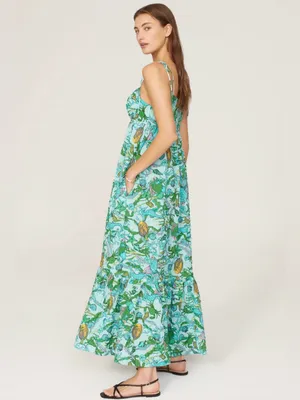 kate spade Green Floral Tie-Shoulder Maxi Dress with pockets thumbnail 2