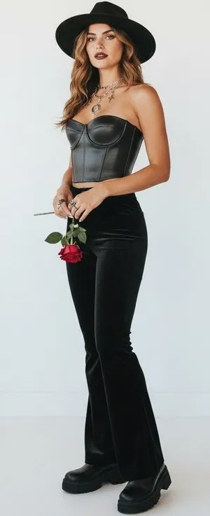 SKIMS Onyx Black Faux Leather Look Corset Bustier Underwire Top Sz S Whimsigoth thumbnail 1