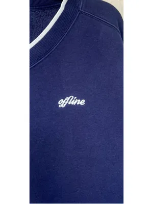 OFFLINE By Aerie Cloud Fleece V-Neck Crew Sweatshirt L Prep Nautical Coastal thumbnail 4